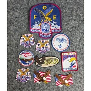 Fraternal Order Of Eagles FOE Patch Lot Embroidered Design Auxiliary Eagle Flags